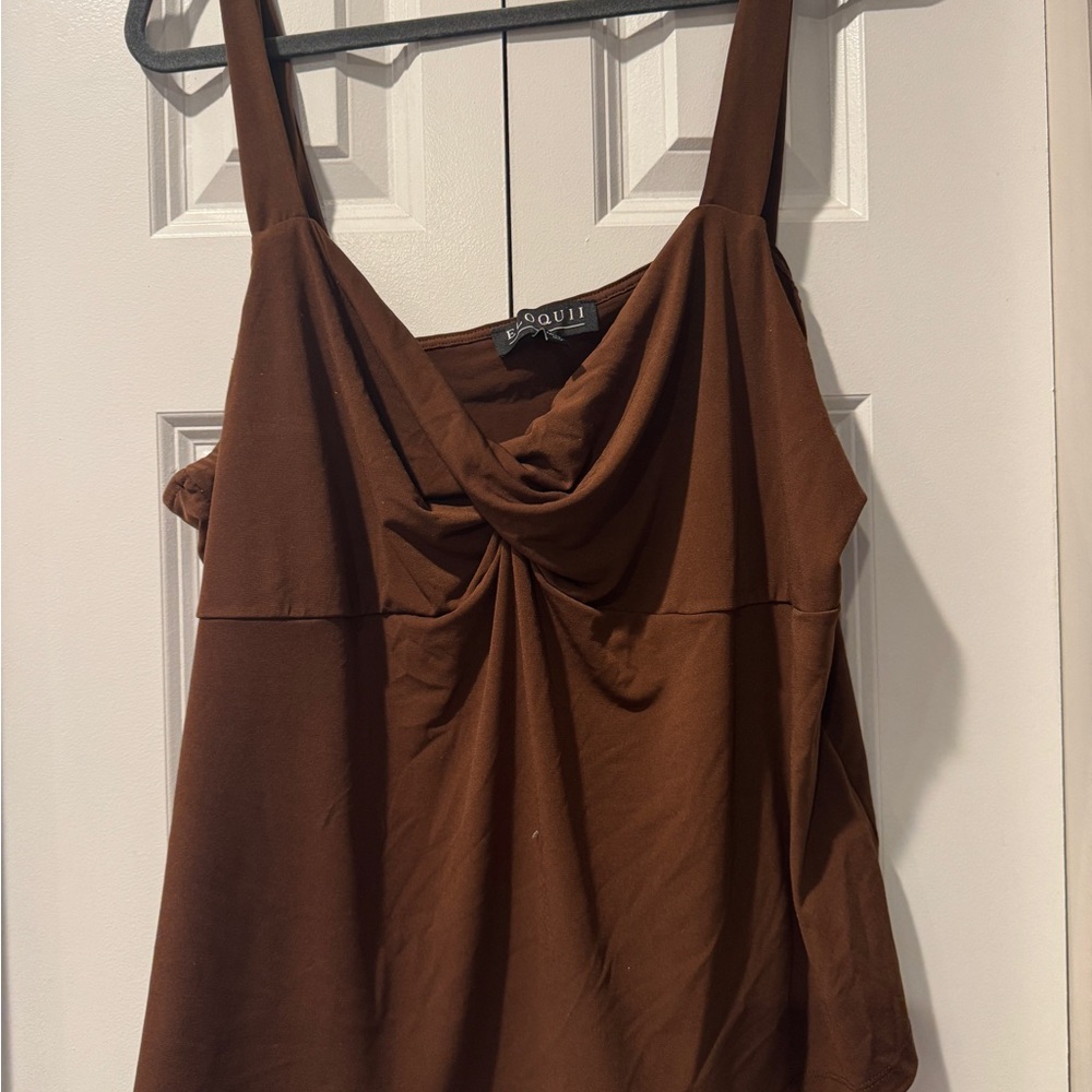 ELOQUII Brown knit sleeveless Women's Top